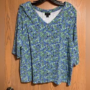 J. Jill Floral Top - Green and Blue
